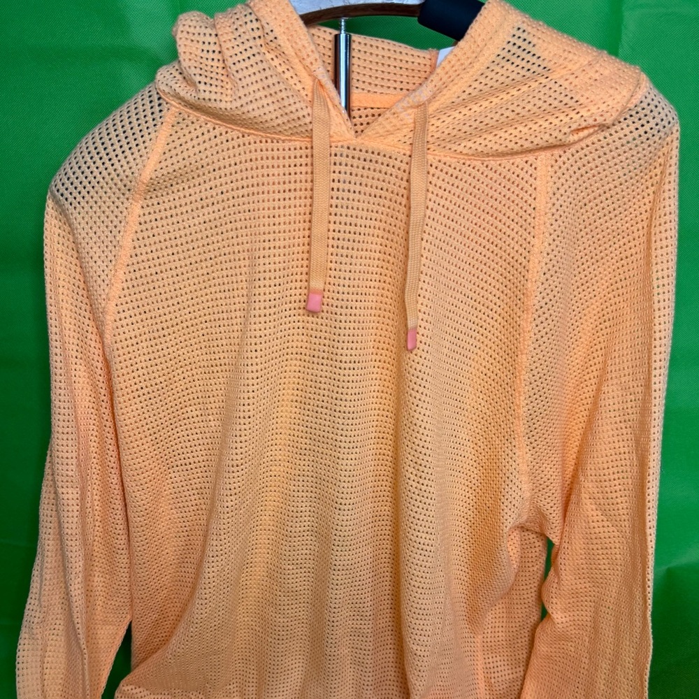 DSG Peach Open-Knit Hoodie Sweater